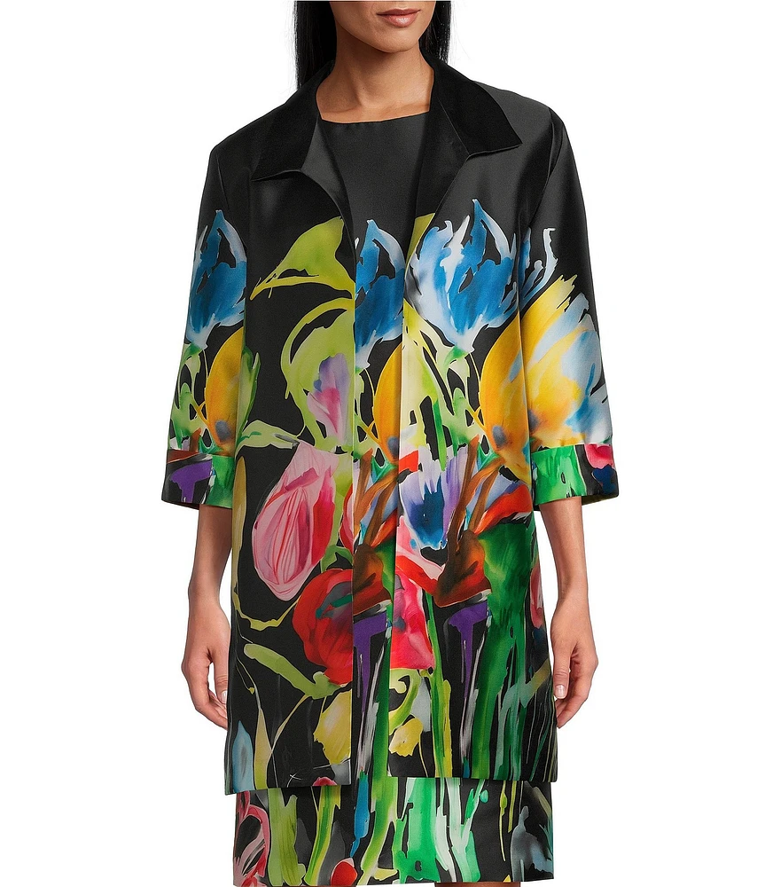 Caroline Rose Brilliant Bouquet Print Mikado Long Statement Jacket
