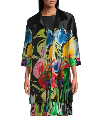 Caroline Rose Brilliant Bouquet Print Mikado Long Statement Jacket