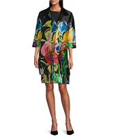 Caroline Rose Brilliant Bouquet Print Mikado Long Statement Jacket