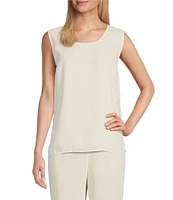 Caroline Rose Matte Crepe Scoop Neck Sleeveless Tank Top