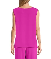 Caroline Rose Matte Crepe Scoop Neck Sleeveless Tank Top