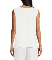 Caroline Rose Matte Crepe Scoop Neck Sleeveless Tank Top