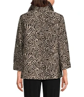 Caroline Rose Exotic Elegance Jacquard Spread Collar Bracelet Cuffed Sleeve Statement Jacket