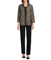 Caroline Rose Exotic Elegance Jacquard Spread Collar Bracelet Cuffed Sleeve Statement Jacket