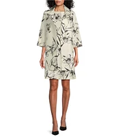 Caroline Rose Garden Glamour Floral Print Notch Collar 3/4 Sleeve Open-Front Statement Jacket