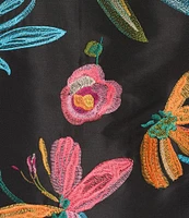 Caroline Rose Glorious Garden Floral Embroidered Jacquard Spread Collar Bracelet Sleeve Open-Front Statement Jacket