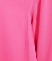 Caroline Rose Julia Matte Crepe 3/4 Ruffle Sleeve Shift Round Neck Shift Dress