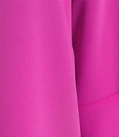 Caroline Rose Julia Matte Crepe 3/4 Ruffle Sleeve Shift Round Neck Shift Dress