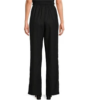 Caroline Rose Linen-Blend Pull-On Straight Leg Pants