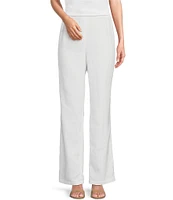 Caroline Rose Linen-Blend Pull-On Straight Leg Pants