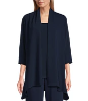 Caroline Rose Matte Crepe Open Front Side Drape 3/4 Sleeve Jacket