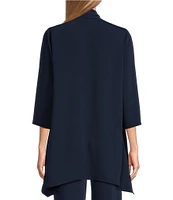 Caroline Rose Matte Crepe Open Front Side Drape 3/4 Sleeve Jacket