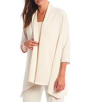 Caroline Rose Matte Crepe Open Front Side Drape 3/4 Sleeve Jacket