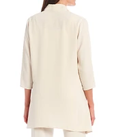 Caroline Rose Matte Crepe Open Front Side Drape 3/4 Sleeve Jacket