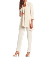 Caroline Rose Matte Crepe Open Front Side Drape 3/4 Sleeve Jacket