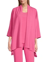 Caroline Rose Matte Crepe Open Front Side Drape 3/4 Sleeve Jacket
