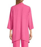 Caroline Rose Matte Crepe Open Front Side Drape 3/4 Sleeve Jacket