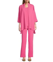 Caroline Rose Matte Crepe Open Front Side Drape 3/4 Sleeve Jacket