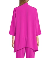 Caroline Rose Matte Crepe Open Front Side Drape 3/4 Sleeve Jacket