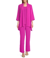 Caroline Rose Matte Crepe Open Front Side Drape 3/4 Sleeve Jacket