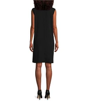 Caroline Rose Matte Crepe Scoop Neck Sleeveless A-Line Dress