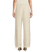 Caroline Rose Plisse Crinkled Pleat Straight-Leg Coordinating Pull-On Pants