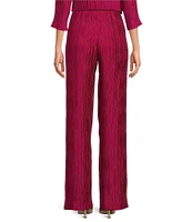 Caroline Rose Plisse Crinkled Pleat Straight-Leg Coordinating Pull-On Pants