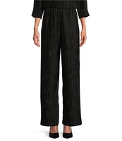 Caroline Rose Plisse Crinkled Pleat Straight-Leg Coordinating Pull-On Pants