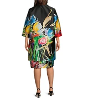 Caroline Rose Plus Brilliant Bouquet Print Mikado Long Statement Jacket
