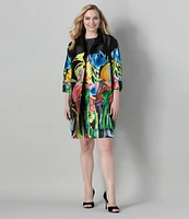 Caroline Rose Plus Brilliant Bouquet Print Mikado Long Statement Jacket