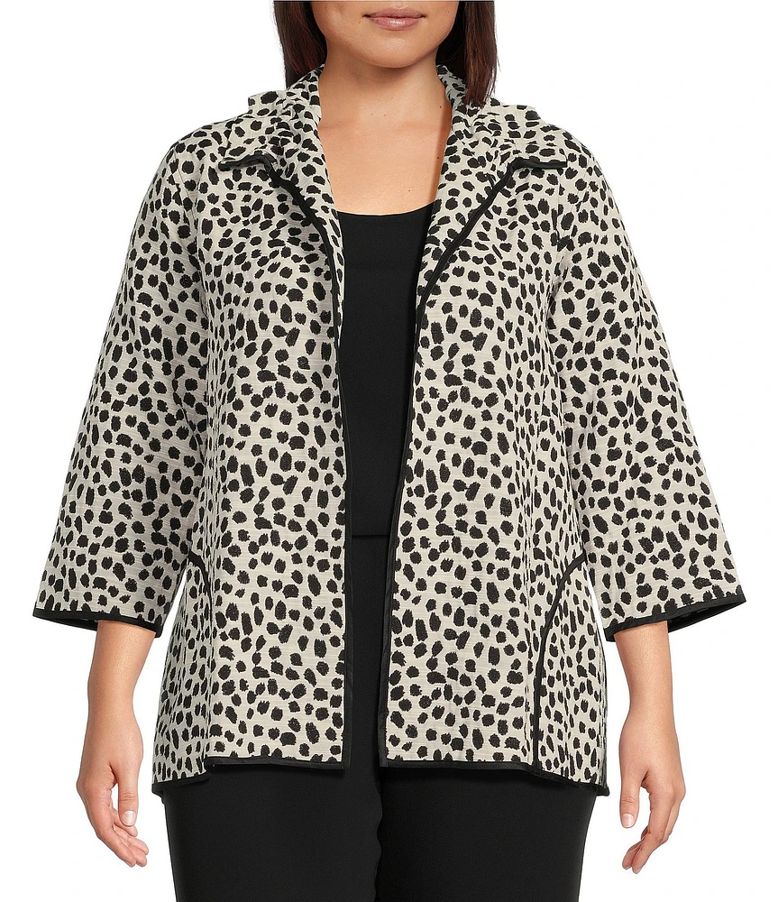 Caroline Rose Plus Graphic Shimmer Jacquard Easy A-Line Jacket