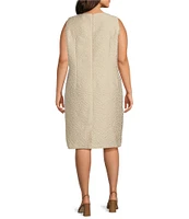 Caroline Rose Plus Shimmering Sands Textured Jacquard Sleeveless Sheath Dress