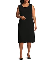 Caroline Rose Plus Size Crepe Woven Crepe Scoop Neck Sleeveless Sheath Dress