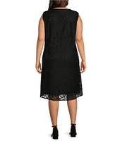 Caroline Rose Plus Size Flora Lace Scoop Neck Sleeveless A-Line Dress