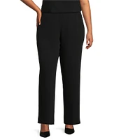 Caroline Rose Plus Size Matte Crepe Pull-On Straight Leg Pants