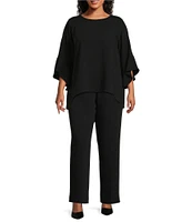 Caroline Rose Plus Size Matte Crepe Pull-On Straight Leg Pants