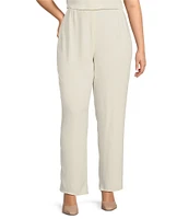 Caroline Rose Plus Size Matte Crepe Pull-On Straight Leg Pants