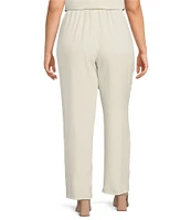 Caroline Rose Plus Size Matte Crepe Pull-On Straight Leg Pants