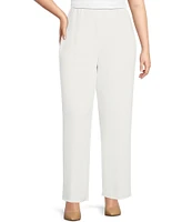 Caroline Rose Plus Size Matte Crepe Pull-On Straight Leg Pants