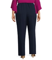 Caroline Rose Plus Size Matte Crepe Pull-On Straight Leg Pants