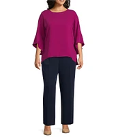 Caroline Rose Plus Size Matte Crepe Pull-On Straight Leg Pants