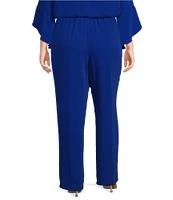 Caroline Rose Plus Size Matte Crepe Pull-On Straight Leg Pants