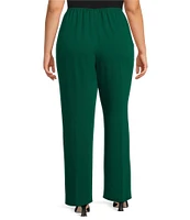 Caroline Rose Plus Size Matte Crepe Pull-On Straight Leg Pants