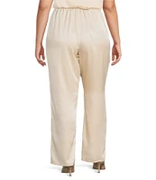 Caroline Rose Plus Size Satin Straight Leg Pull-On Coordinating Pants