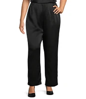 Caroline Rose Plus Size Satin Straight-Leg Pull-On Coordinating Pant