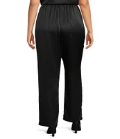 Caroline Rose Plus Size Satin Straight-Leg Pull-On Coordinating Pant