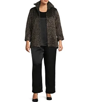 Caroline Rose Plus Size Satin Straight-Leg Pull-On Coordinating Pant