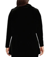 Caroline Rose Plus Size Stretch Velvet Knit Cowl Neck Long Sleeve Tunic