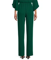 Caroline Rose Matte Crepe Pull-On Straight Leg Pants