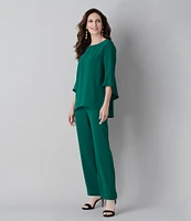 Caroline Rose Matte Crepe Pull-On Straight Leg Pants